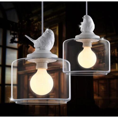 European creative Bird chandelier LED lamps living room led chandelier E27 led light retro art glass led lustre chandeliers