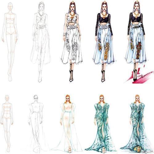 Fashion Design Ruler Cloth Design Line Drawing Apparel Garment Prototype Ruler Human Dynamic Template For School Student Drawing