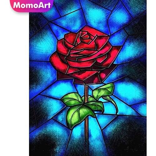 MomoArt 5D DIY Diamond Painting Flower New Arrival Diamond Mosaic Rose Full Square Embroidery Cross Stitch Decor For Home