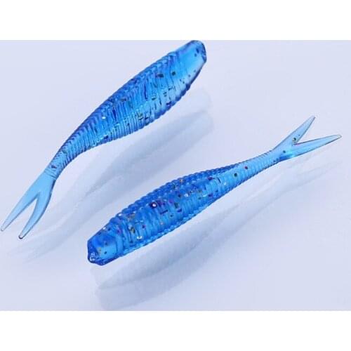 2021 New 6cm 1.5g Soft Fishing Bait With Forked Tail Fishing Worm Bait Lacquer Long Tail Double Color Silicone Fishing Worm Bait