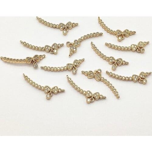 New Arrival! 27x9mm 50pcs Cubic Zirconia Heart Connectors For Handmade Necklace Earring Parts DIY Accessories,Jewelry Findings