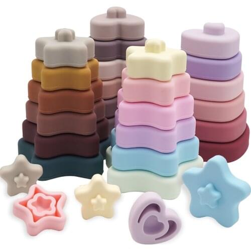 New Design Fidget Toys For Newborns BPA Free Silicone Teething Infant Chewing Toy Building Blocks Nursing Gift For Baby Teether