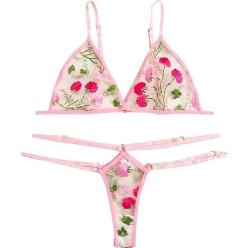 Bra New Sexy Fashion G-String Thong Sleepwear Underwear Lingerie Flower Lace Lingerie Sexy Hot Erotic Porno Costumi #4J30