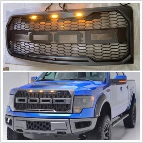 Orange LED GRILLS Front Bumper Mask Race Grille OWN DESIGN RAPTOR GRILLS Suitable For F150 F-150 2009-2014 Automatic Grill COVER