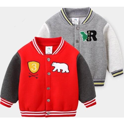 Autumn Winter Baby Boy Jacket Fashion Children Color Matching Baseball Uniform Jacket Plus Velvet Thicken Coat for Boys 2-7 Y