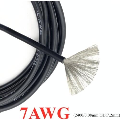 1M Wire Cable 7AWG Super Soft Silicone Insulated High Temperature Flexible Heat-Resistant Lighting Line Electronic Copper Wire