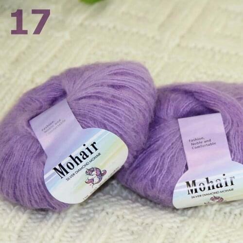 Sale New 2BallsX25g Luxury Soft Mohair Warm Wrap Shawl Hand Knit Crochet Yarn 291-17 Violet