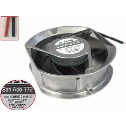 Sanyo Denki 109E5724H509 DC 24V 0.58A 172x150x51mm 2-wire Server Round Fan