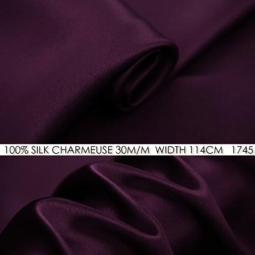 SILK CHARMEUSE SATIN 114cm width 30momme/100% Pure Silk Fabric/Wedding Dress Sewing Fabric Suppliers Deep Purplish Red NO 1745