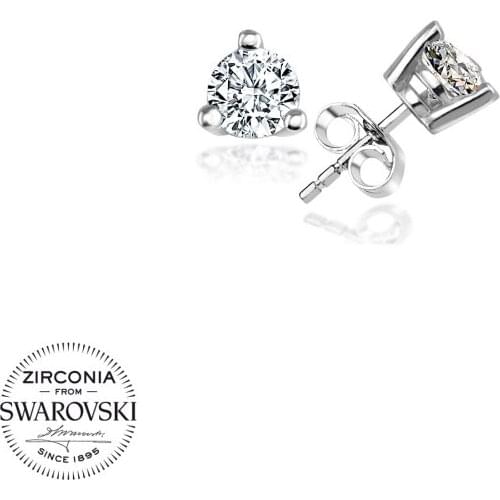 Silverlina Silver Swarovski Zirconia Cubic Zirconia Solitaire Earrings