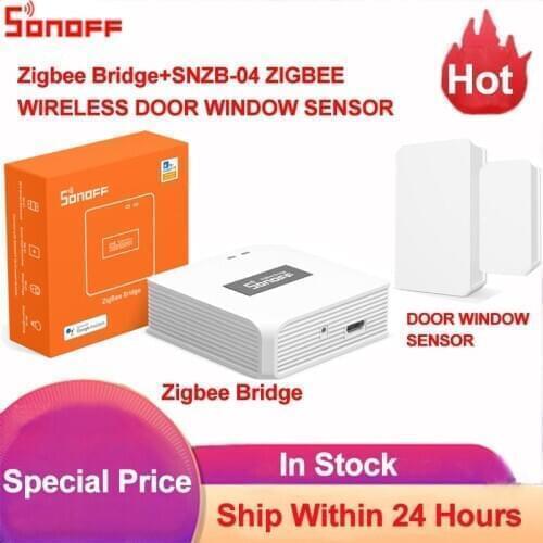 Sonoff Zigbee Bridge Smart Home Zigbee Hub SNZB-04 Wireless Door Window Sensor Open/Close Monitor Work with Zigbee Bridge