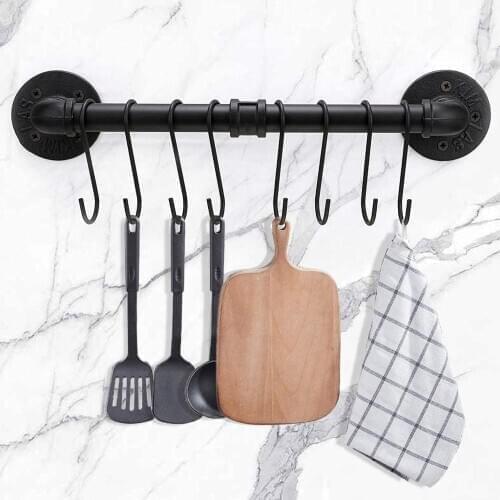 New Multifunction Kitchen Storage Hook Holder 7 Hooks Wall Door Holder Hanger Rack For Spoon Scoop Bathroom Kitchen Organizer
