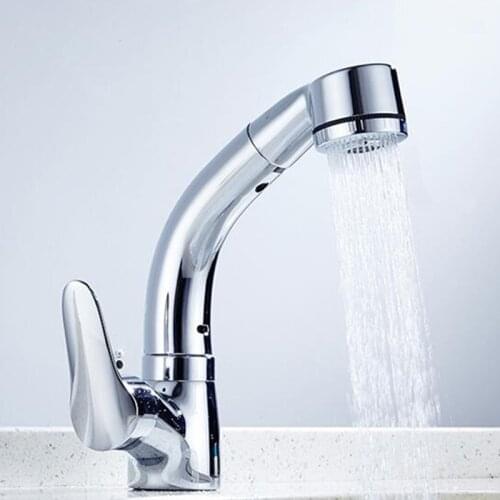 Vidric brass chrome hot and cold bathroom pull out adjustable basin faucet El levantamiento Cuenca del grifo can lift tap