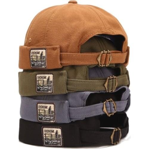 Vintage Docker Cap Brimless Hat Breathable Beanie Hats Cotton Retro Adjustable Literary Landlord Sailor Cap Women Hip Hop Hat