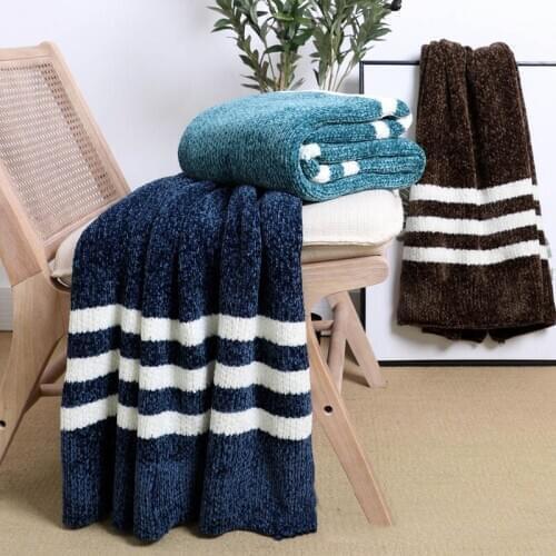 Chenille Knitted Blanket Thicken Warm Office Nap Throw Blankets Winter Shawl Air Condition Blankets for Bed Sofa Home Decor Grey