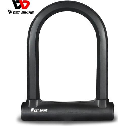 WEST BIKING Anti-theft MTB Road Bike Lock Bicycle U Lock Motorcycle Scooter Door Lock with 2 Keys Safety Cycling Parts 2021 New