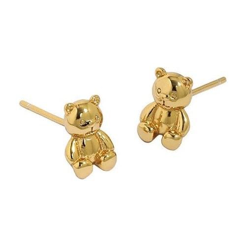 2021 New Mini Bear Sterling Silver Earrings Simple Metal Wind Creative Design Lovely Sweet Wind Minority Design Womens Earrings