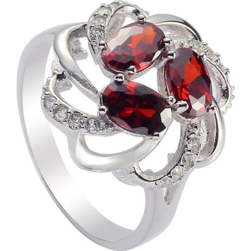 Eulonvan 925 sterling Silver Wedding Rings Jewelry for women christmas gifts dropshipping Red Cubic Zirconia S-3736 size 6 7 8