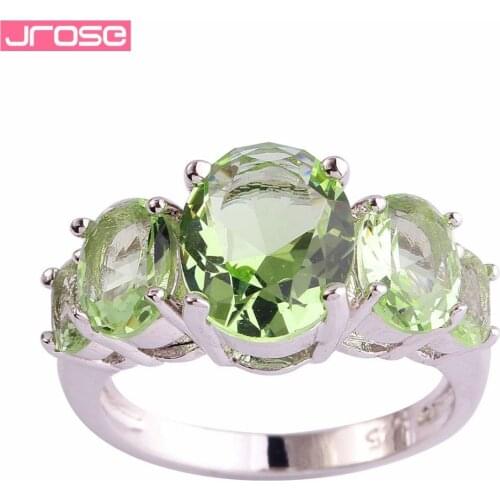JROSE Wholesale Fashion Pretty Green AAA Cubic Zircon Couple Knuckle Silver Ring Size 6 7 8 9 10 11 12 13 Attractable For Women