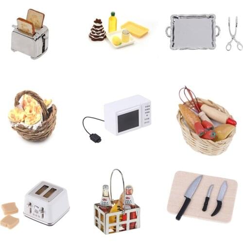 1: 12/1:6 Scale Miniature For Doll House Microwave Food Bread Cooking Board Knife Chopping Block Pretend Play Kitchen Toy hot