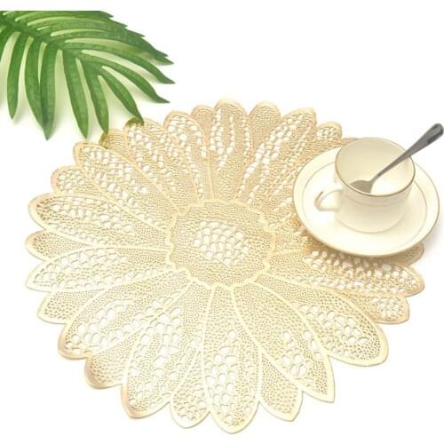 1PCS Sun Flower Hollow Kitchen Placemat Mat Bowl Anti-Slip Pad Coaster Party Decor Table Decoration Tableware Home Decor