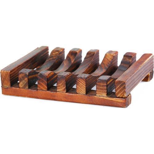 1PCS Moisture-Proof Simple Soap Dish Bathroom Counter Top Soap Shelf Anti-Corrosion Carbonized Bamboo Wooden Soap Holder