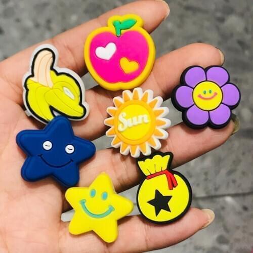 1Pcs Star Fruit Sun Flowers Banana PVC Shoe Charms Accessories Garden Shoe Decoration for Clog Buckle Kids X-mas Gift
