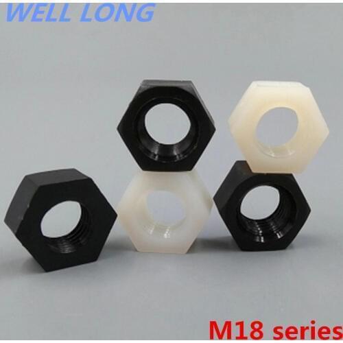 20pcs/lot M18 Nylon Hex Nuts Nylon Nuts Insulated Plastic Nuts Plastic Nuts