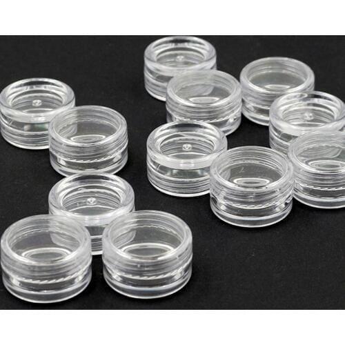 50Pcs Empty Plastic Makeup Round Storage Box Nail Art Bead Container Portable Cosmetic Cream Jar Pot Box Round Bottle Bead