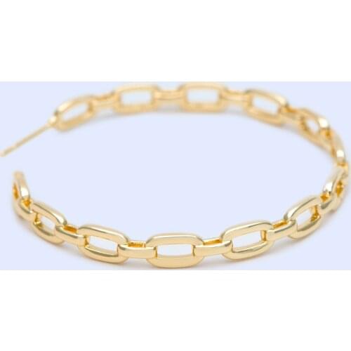 4pcs Gold Earring Posts 30 / 45mm, Geometric Round Ring Stud Earring, Circle Link Ear Findings (GB-1167)