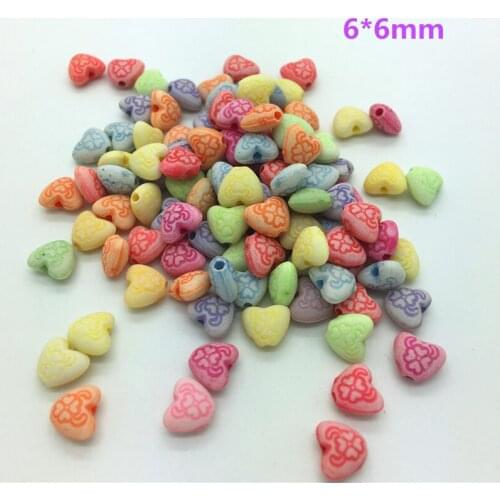 50pcs 6*6mm LOVE Mixed Colors Acrylic Perforation Beads DIY Jewelry Making Earrings Necklace Bracelet Accessories #No-33