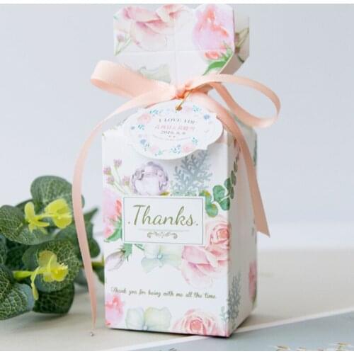 50Pcs/Lot Europe Pink Grey Minimalist Personality Candy Box Chocolate Packaging Box Wedding Favors Portable Gift Box Party Favor