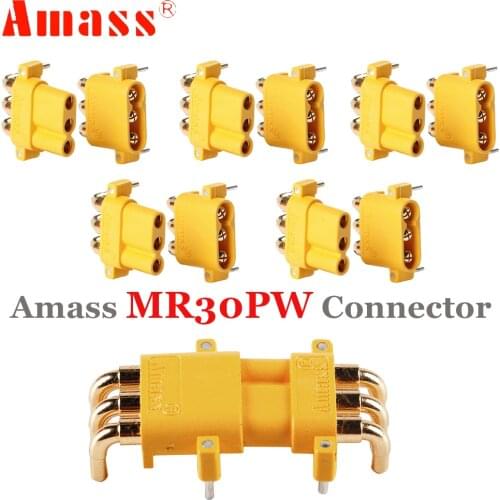 MR30PW,AMASS MR30PW MR-30 PCB Three pin Male Female 2mm Bullet Connectors Plugs RC Lipo Battery