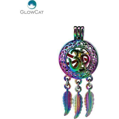 C704 5pcs/lot COLORS Multicolor Dream Catcher Yoga OM leaf Pearl Cage Pendant Pearl Locket Fairytale Party