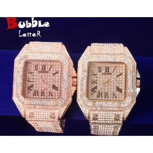 Square Mens watch Big Dial Military Quartz Clock Luxury Rhinestone Business Waterproof wrist watches Relogio Masculino