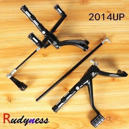 Gloss Black Forward Controls Heel Toe Shifter Shallow Cut Pegs Levers Linkages For Harley Sporster XL 883 1200 2014-2017