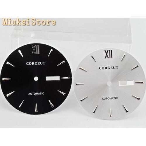 Corgeut 34.5mm silver black watch dial fit Miyota 8205 automatic movement mens watch