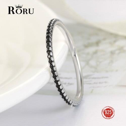 925 Sterling Silver Jewelry Shiny Zircon Womens Rings Black White Paired Ring Solid Bands Fine Minimalism Monaco