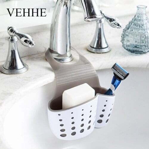 VEHHE Drain Basket Storage Shelf Home Kitchen Hanging Drain Basket Bag Adjustable Creative Storage