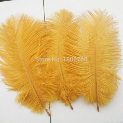 Beautiful Golden yellow ostrich feather 10 pcs feather length 6-8 inches / 15-20 cm DIY wedding costumes and hat decorations