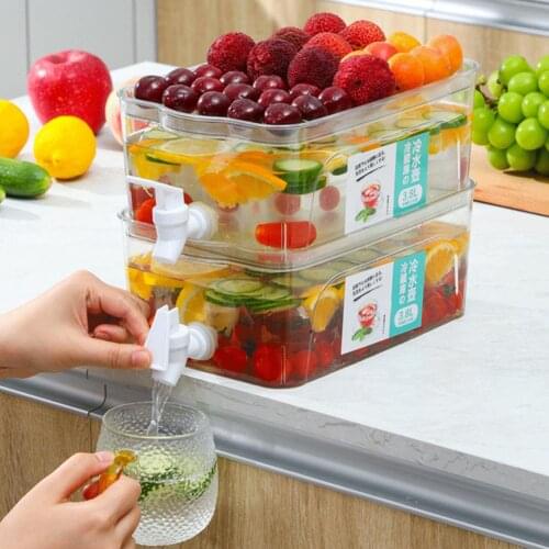 3800ML Kitchen Fruit Cool Water Pitcher Summer Ice Water Infuser Kettle With Faucet Juice Tea Pot Drink Dispenser For Juice Beer