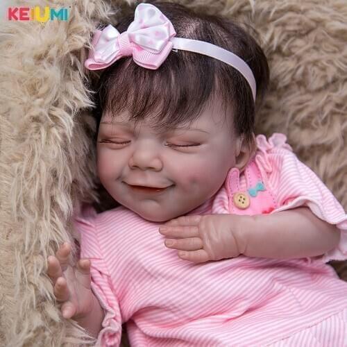 Smiling Face Fiber Hair 20 inch 50 cm Reborn Baby Dolls New Special Design Cloth Body Reborn Bebe Toys For Childrens Day Gifts