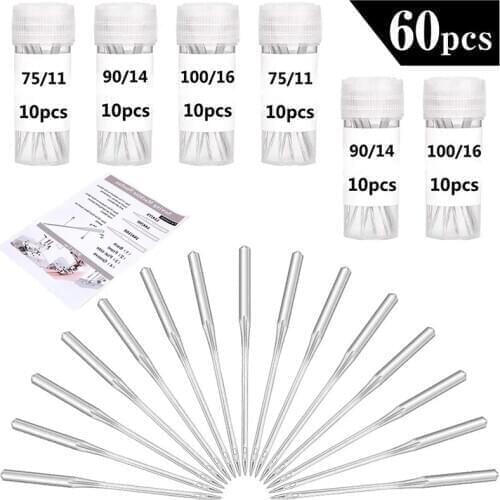 LMDZ 60PCS Home Sewing Machine Needles Universal Machine Needles Regular Point Machine Needles for Machine Sewing and Quilting