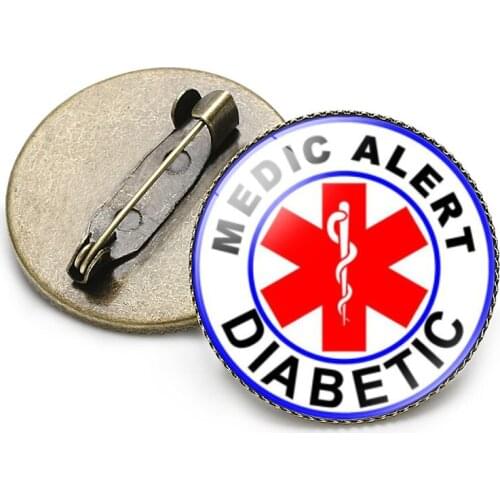 Medical Alert Diabetes Badge Type 1 Type 2 Diabetic Medal Pin Brooch Jewelry
