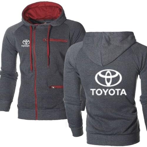Fashion Mens Hoodie Toyota Car Logo Print Casual Hip HopHarajuku Long Sleeve Hooded Sweatshirts Mens zipper Fleece warm Jacke