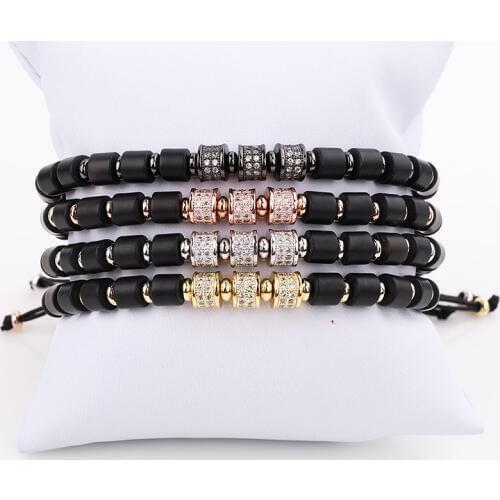 Men Women Jewelry Bracelet Brass CZ Charms Natural Stone Beads Bracelet Jewelry Warp Bracelet Men Women