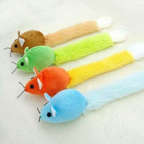 Soft Long Tail Mouse Cat Toys Funny Pet Toys Cat Toys Mouse Trainning Funny Toys interactive Playing With 4 color