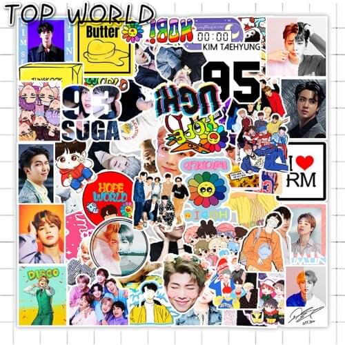 10/50/100Pcs/set Bangtan Boys Korean Stars Kpop Cartoon Stickers For Case Diy Skateboard Phone Luggage Decals Laptop Helmet