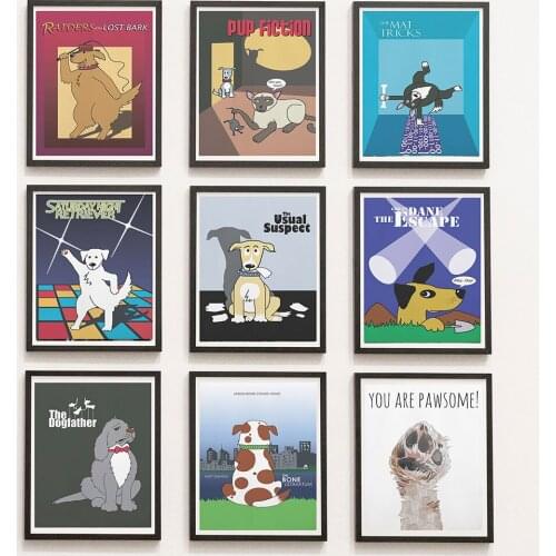 Funny Animals Dog Wash Paws Canvas Painting Wall Art Nordic Posters and Prints Wall Pictures for Living Kids Room Decoration