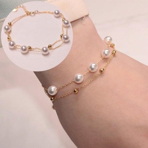 New Classic Transparent Beads Pearl Pendant Bracelet For Woman Exquisite New Lucky Cuff Bracelet Anniversary Luxury Jewelry